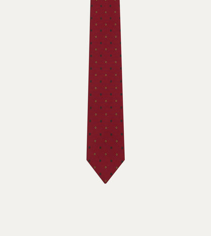 Drake's Orange Flowers and Diamonds Print Silk Self Tipped Tie