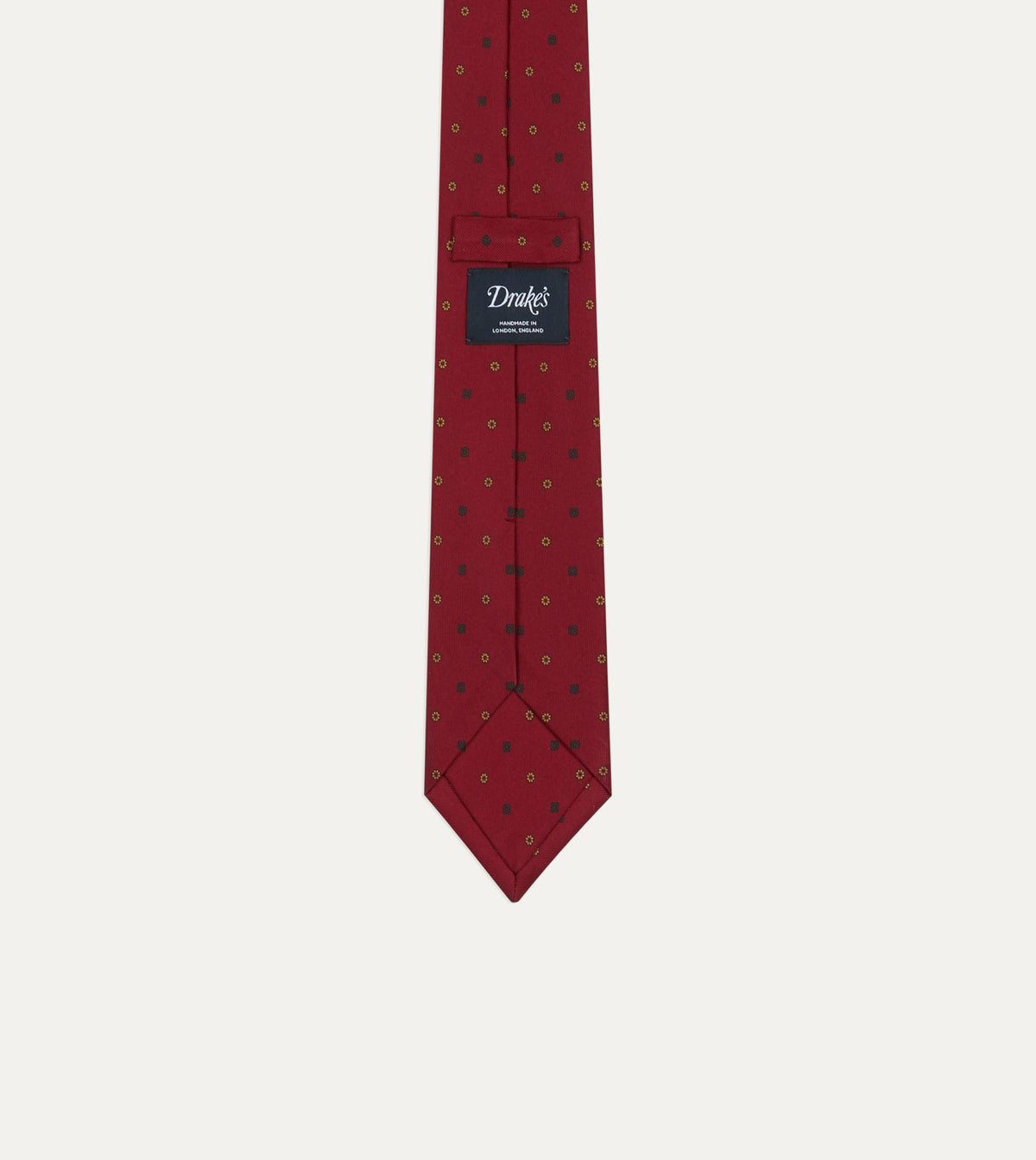 Drake's Orange Flowers and Diamonds Print Silk Self Tipped Tie