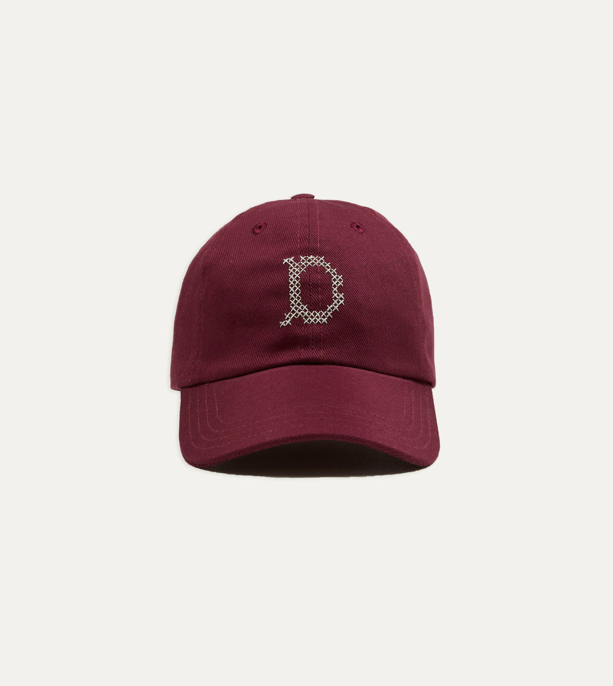 Drake's Burgundy Cross-Stitch 'D' Cotton Twill Baseball Cap