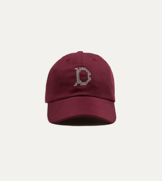 Drake's Burgundy Cross-Stitch 'D' Cotton Twill Baseball Cap