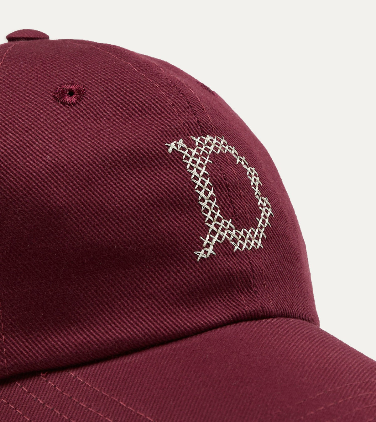 Drake's Burgundy Cross-Stitch 'D' Cotton Twill Baseball Cap