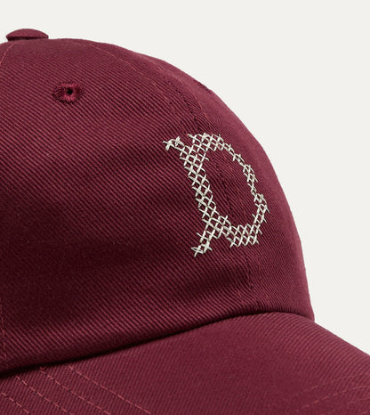 Drake's Burgundy Cross-Stitch 'D' Cotton Twill Baseball Cap