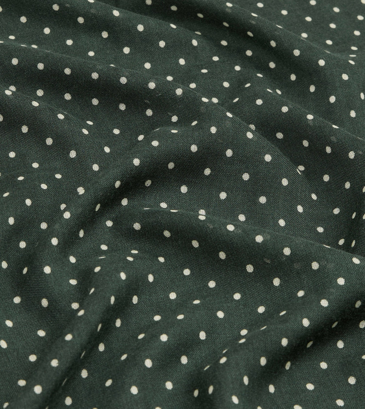 Drake's Green Polka Dot Print Shoestring Wool-Silk Scarf