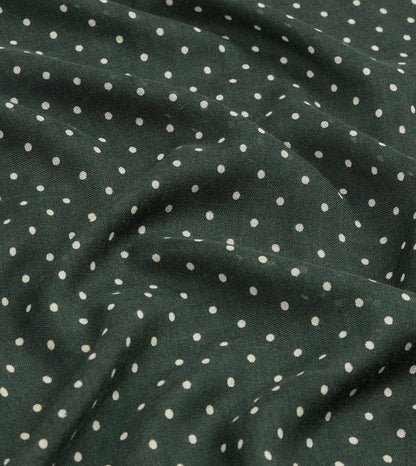 Drake's Green Polka Dot Print Shoestring Wool-Silk Scarf