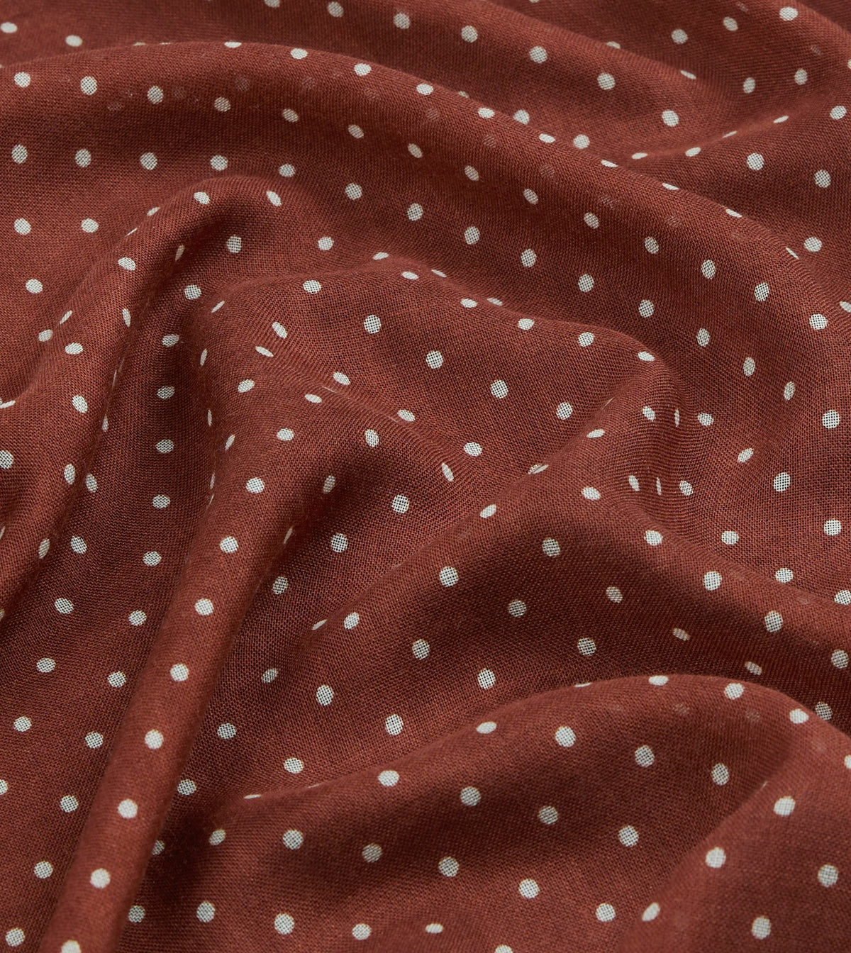 Drake's Burgundy Polka Dot Print Shoestring Wool-Silk Scarf