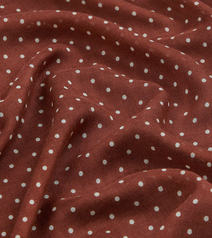 Drake's Burgundy Polka Dot Print Shoestring Wool-Silk Scarf