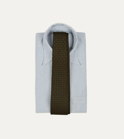 Drake's Brown Mini Squares Tile Print Silk Self-Tipped Tie