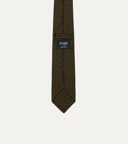 Drake's Brown Mini Squares Tile Print Silk Self-Tipped Tie