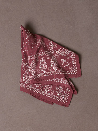 Drake's Red Paisley Spot Print Silk Pocket Square