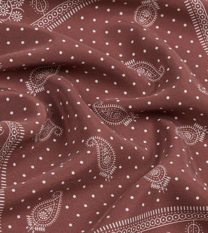 Drake's Red Paisley Spot Print Silk Pocket Square