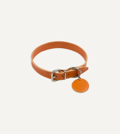 Drake's Il Bisonte Caramel Leather Dog Collar