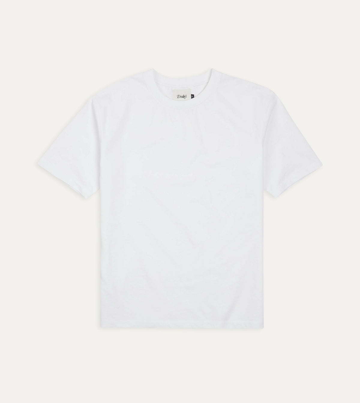 Drake's White Cotton Crew Neck Hiking T-Shirt