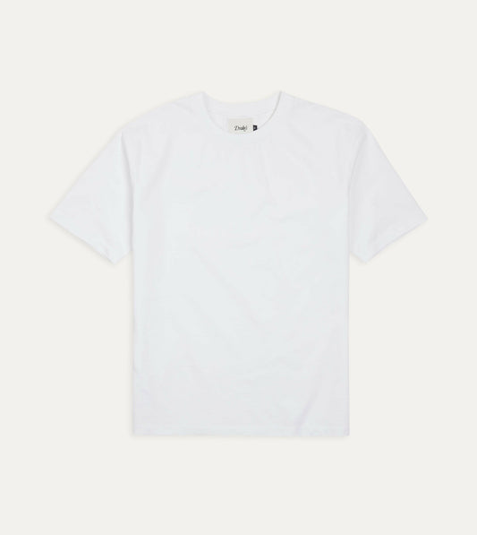 Drake's White Cotton Crew Neck Hiking T-Shirt