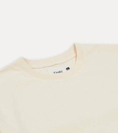 Drake's Antique White Cotton Crew Neck Hiking T-Shirt