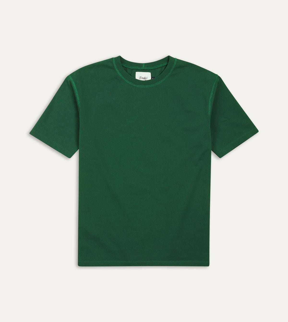 Drake's Forest Green Cotton Crew Neck Hiking T-Shirt