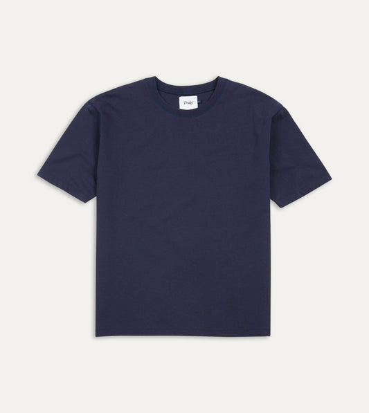 Drake's Navy Cotton Crew Neck Hiking T-Shirt