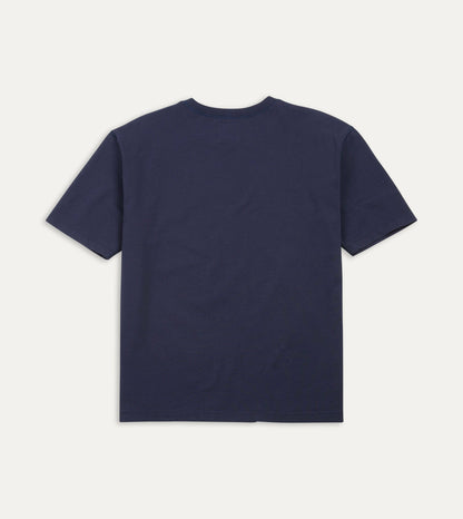 Drake's Navy Cotton Crew Neck Hiking T-Shirt
