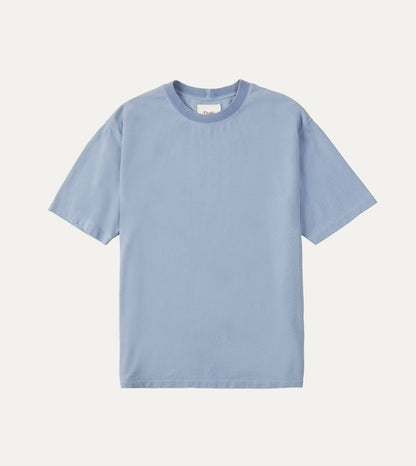 Drake's Light Indigo Cotton Crew Neck Hiking T-Shirt