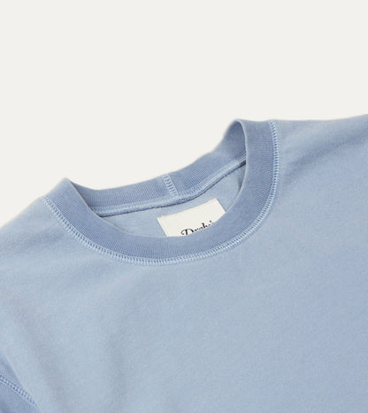Drake's Light Indigo Cotton Crew Neck Hiking T-Shirt