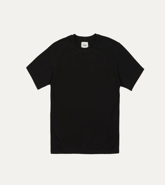 Drake's Black Cotton Crew Neck Hiking T-Shirt