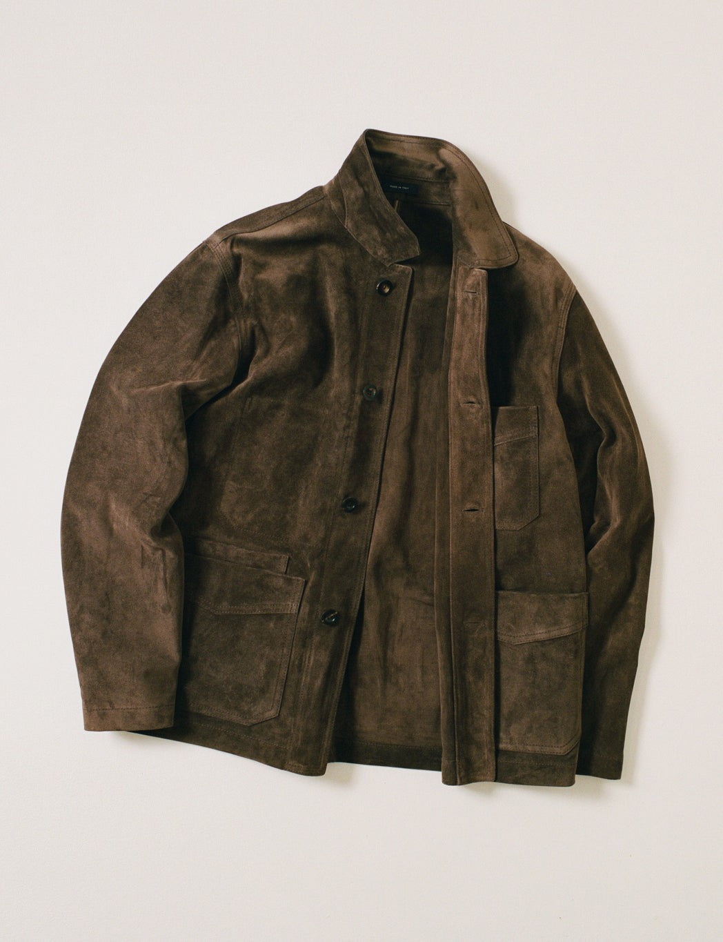 Drake's Chocolate Brown Heavyweight Suede Five-Pocket Chore Jacket