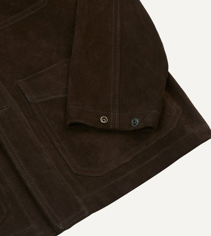 Drake's Chocolate Brown Heavyweight Suede Five-Pocket Chore Jacket