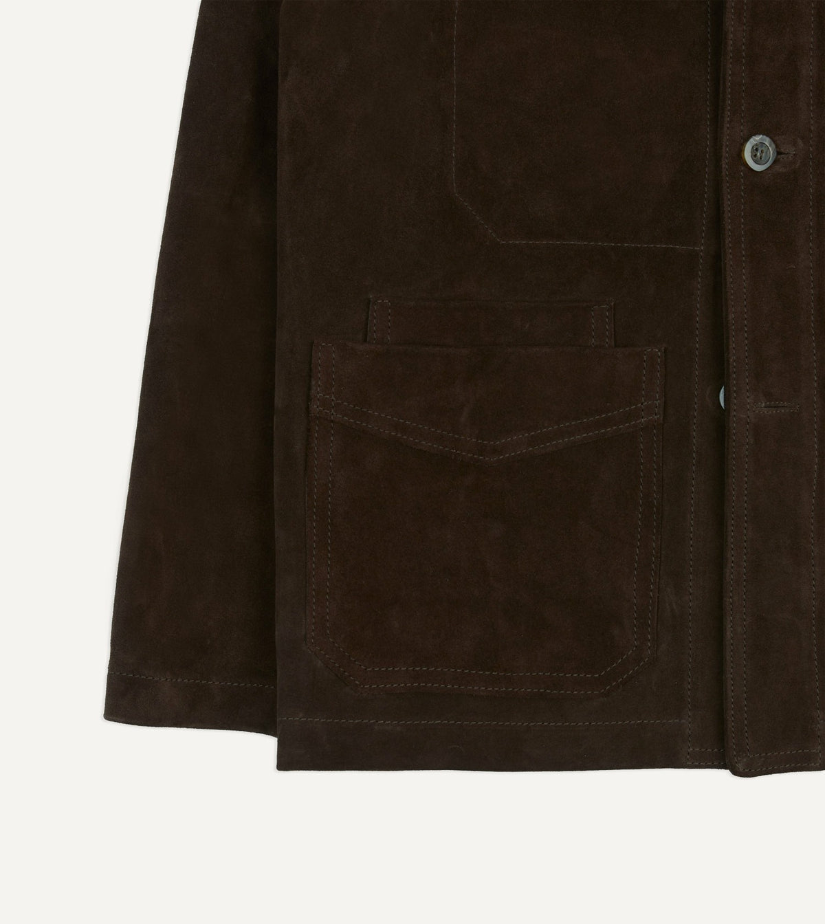 Drake's Chocolate Brown Heavyweight Suede Five-Pocket Chore Jacket