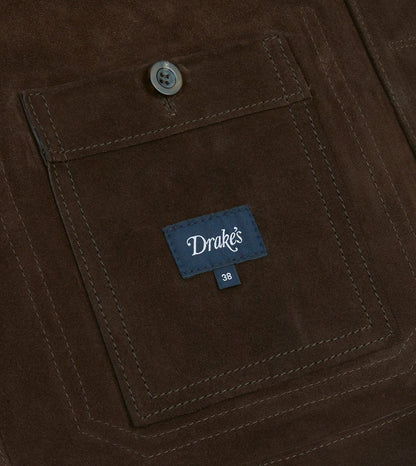 Drake's Chocolate Brown Heavyweight Suede Five-Pocket Chore Jacket