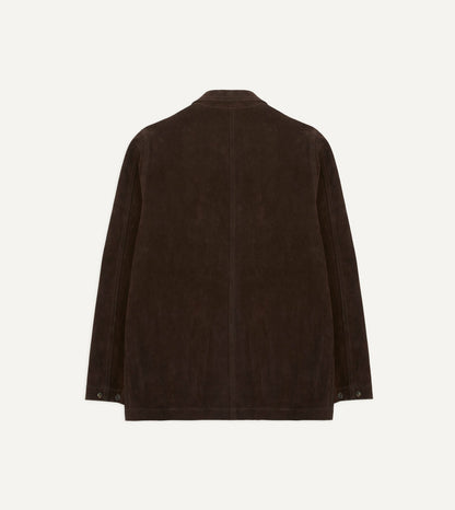 Drake's Chocolate Brown Heavyweight Suede Five-Pocket Chore Jacket