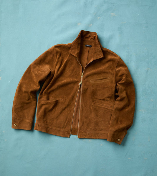 Drake's Snuff Raw Suede Blouson Jacket