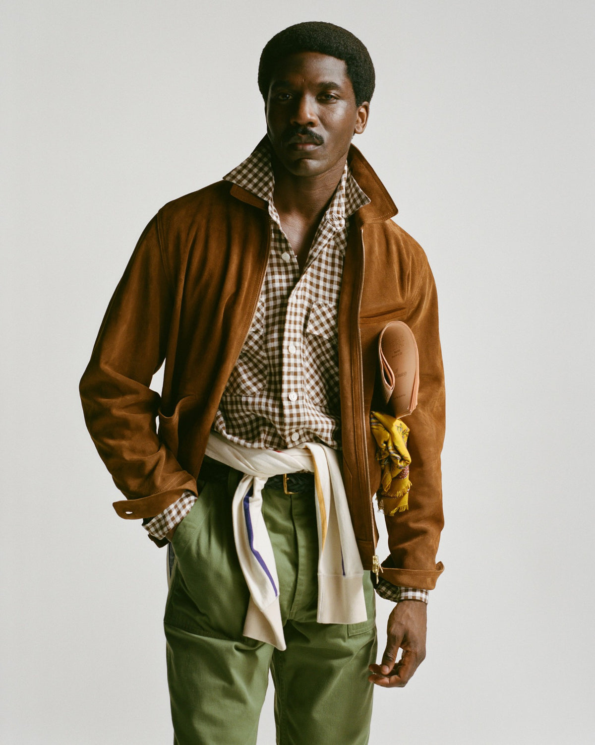 Drake's Snuff Raw Suede Blouson Jacket