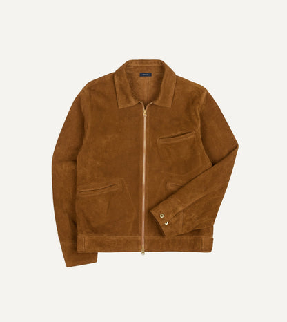 Drake's Snuff Raw Suede Blouson Jacket