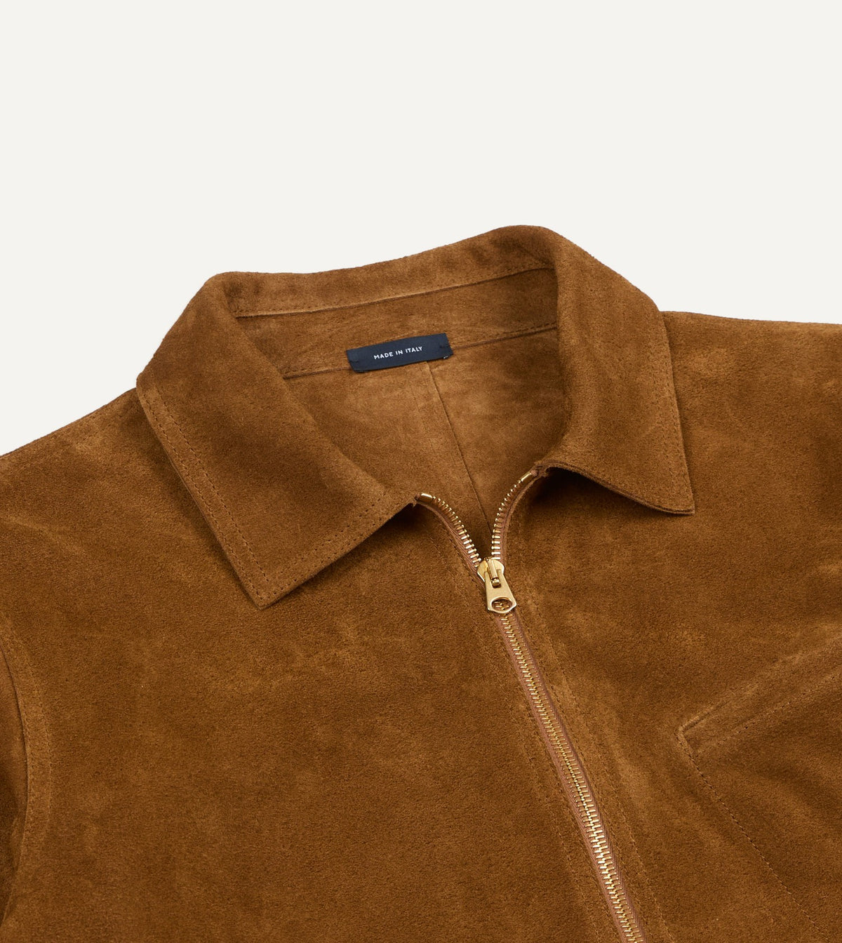 Drake's Snuff Raw Suede Blouson Jacket