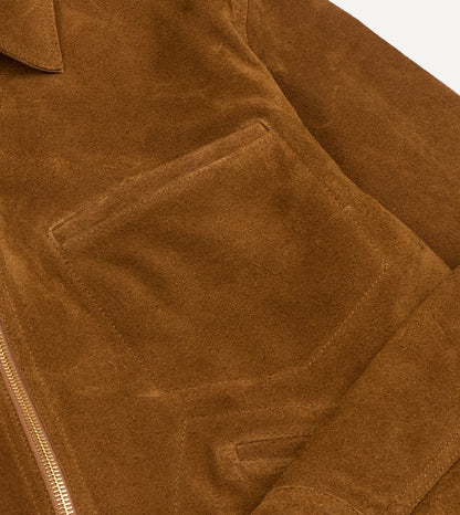 Drake's Snuff Raw Suede Blouson Jacket