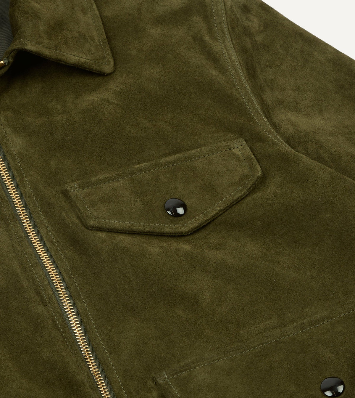 Drake's Green Heavyweight Suede A-2 Bomber Jacket