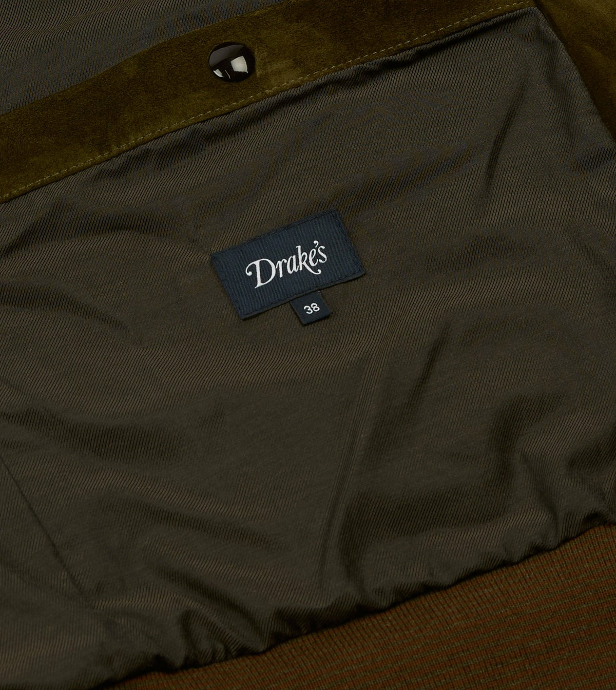 Drake's Green Heavyweight Suede A-2 Bomber Jacket