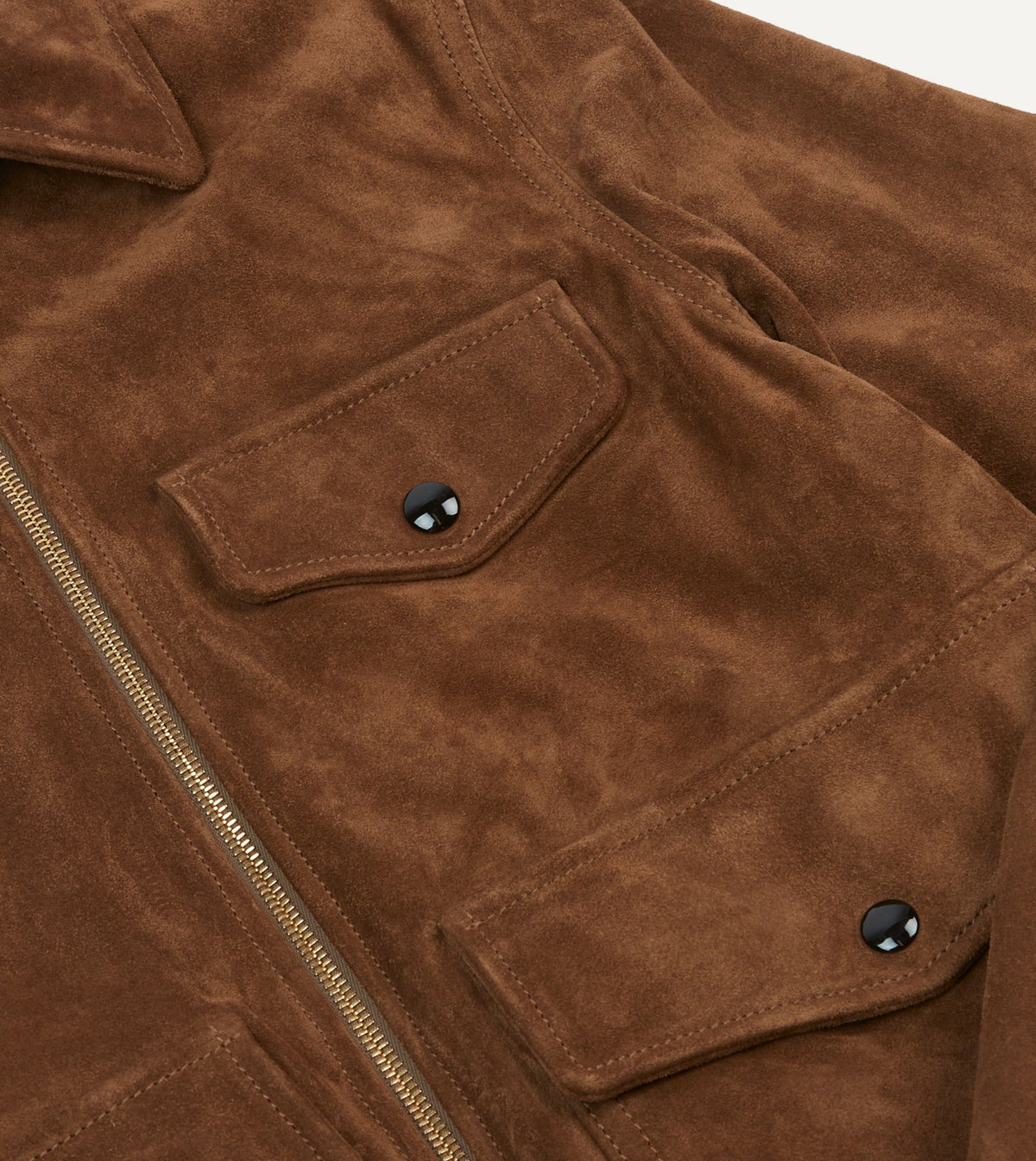 Drake's Tobacco Heavyweight Suede A-2 Bomber Jacket