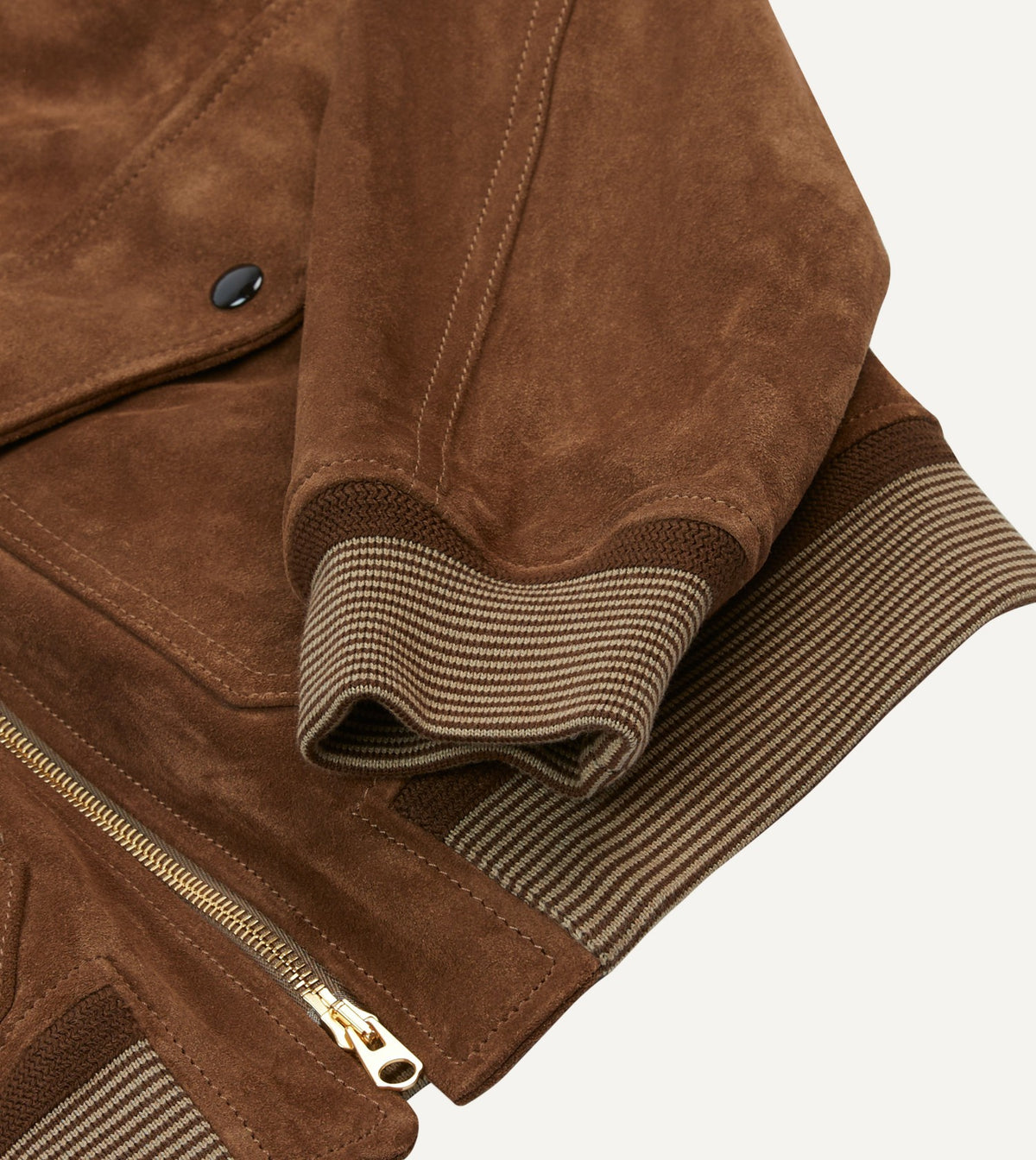 Drake's Tobacco Heavyweight Suede A-2 Bomber Jacket