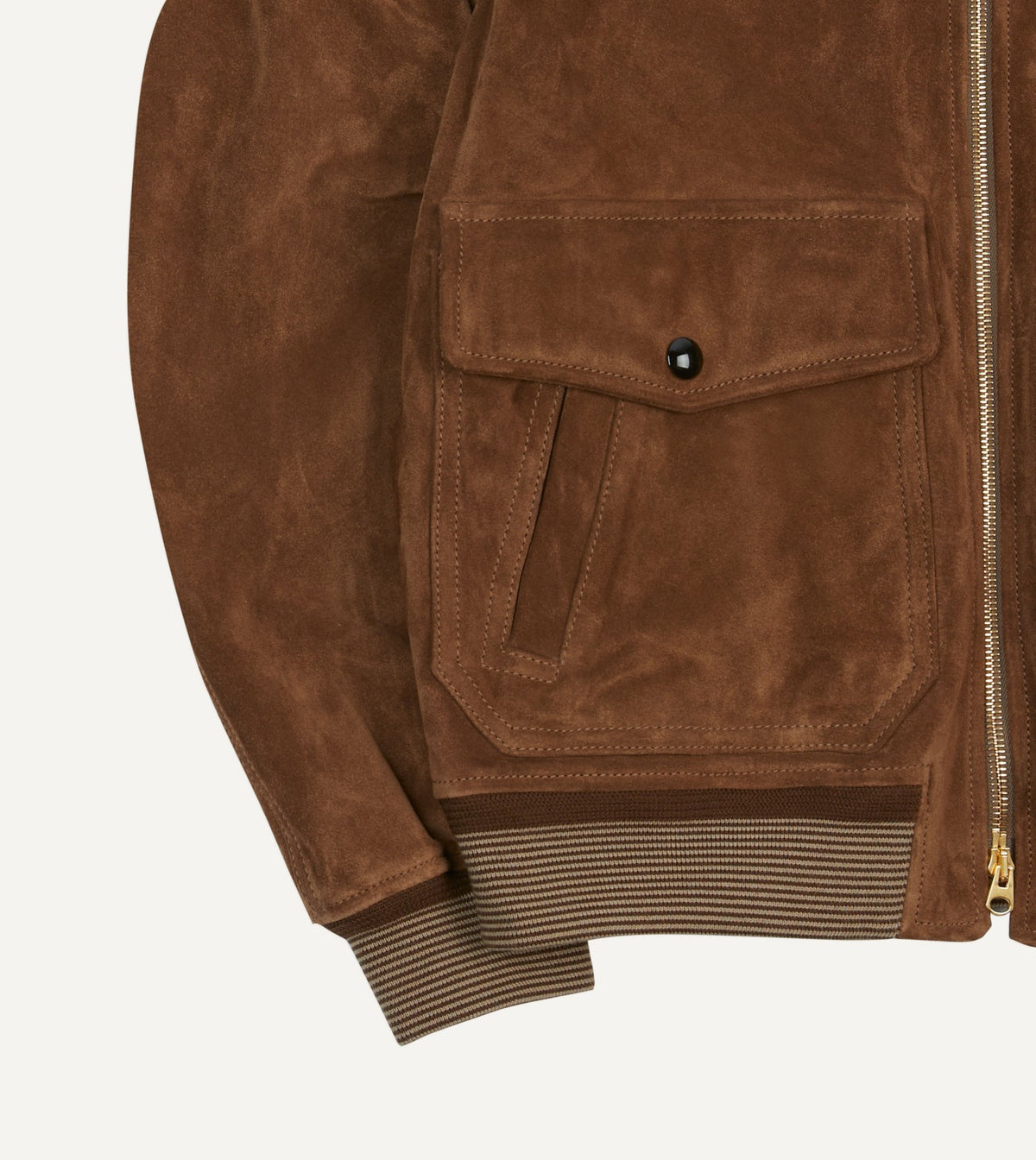 Drake's Tobacco Heavyweight Suede A-2 Bomber Jacket