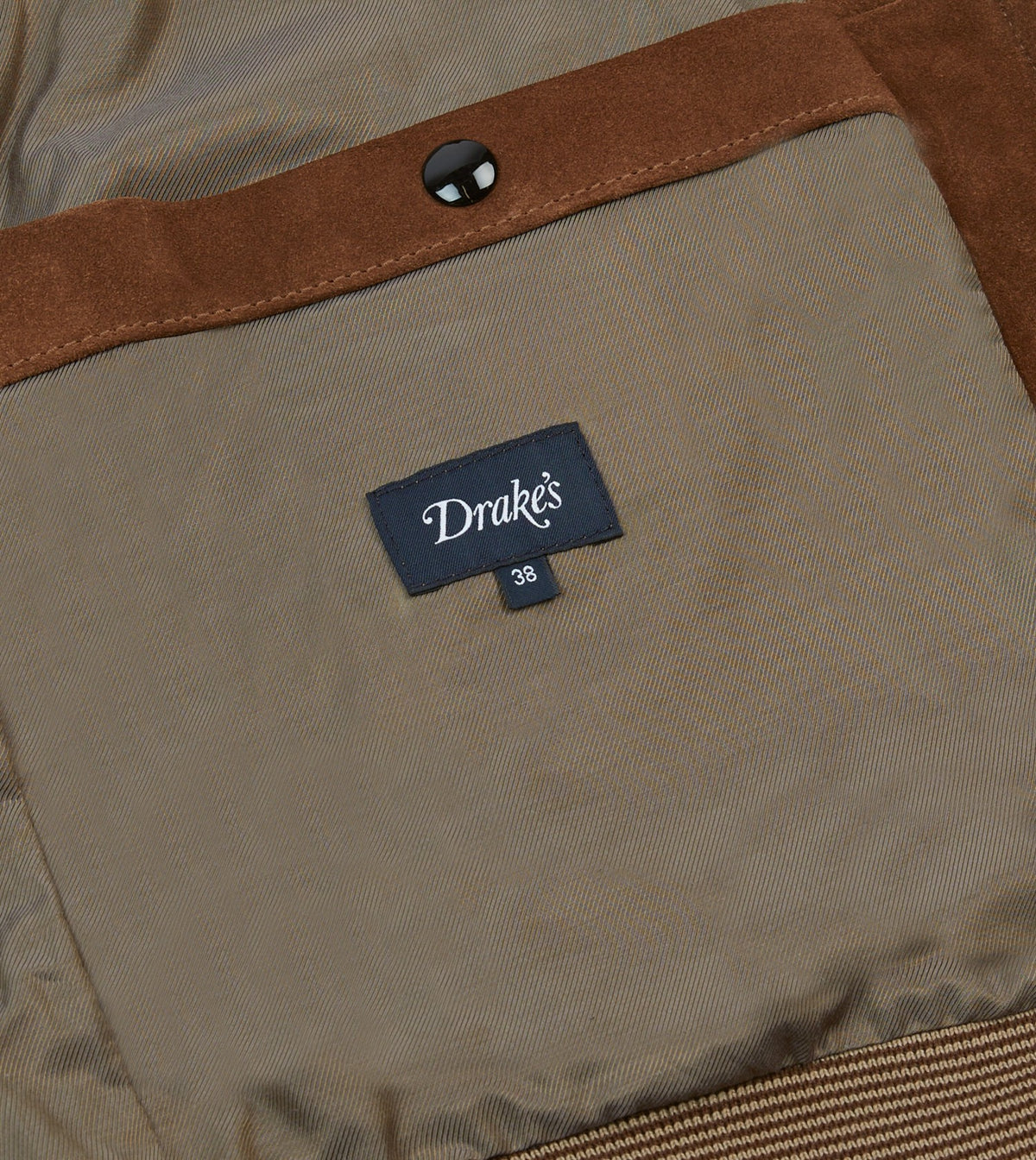 Drake's Tobacco Heavyweight Suede A-2 Bomber Jacket