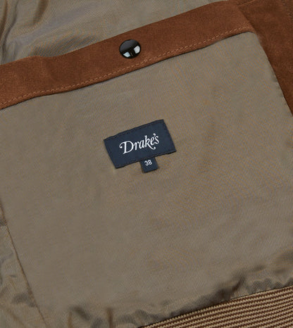 Drake's Tobacco Heavyweight Suede A-2 Bomber Jacket