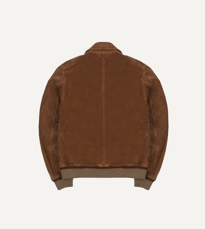 Drake's Tobacco Heavyweight Suede A-2 Bomber Jacket
