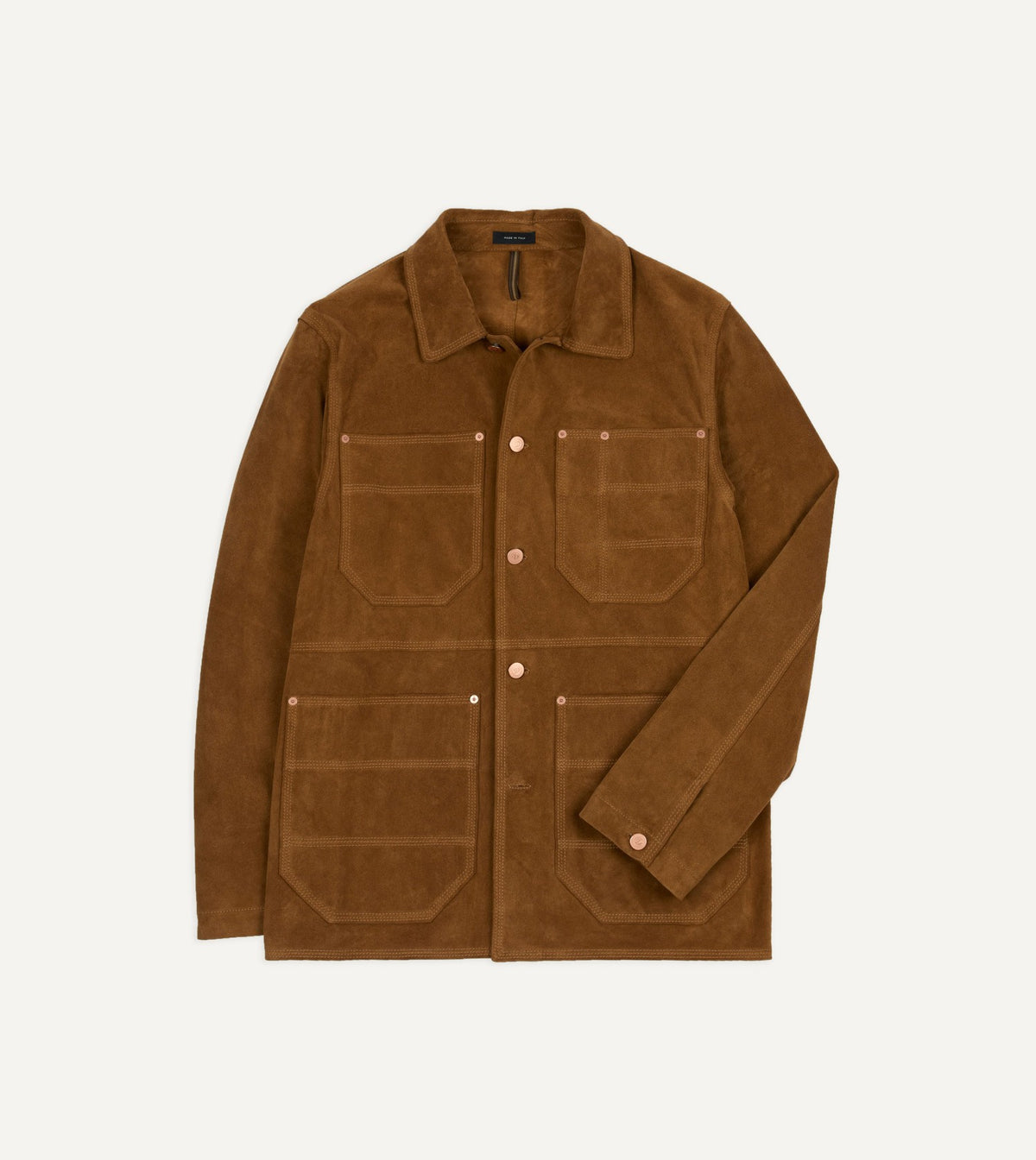 Drake's Tobacco Suede Welder Jacket