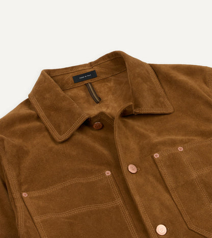 Drake's Tobacco Suede Welder Jacket