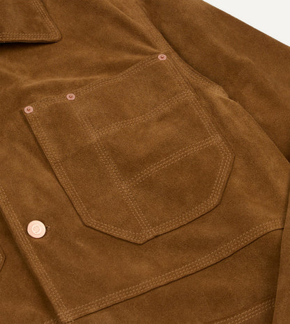Drake's Tobacco Suede Welder Jacket