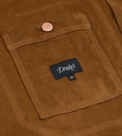 Drake's Tobacco Suede Welder Jacket