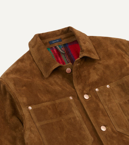 Drake's Tobacco Suede Blanket Lined Welder Jacket