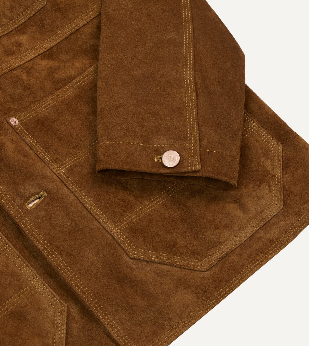 Drake's Tobacco Suede Blanket Lined Welder Jacket
