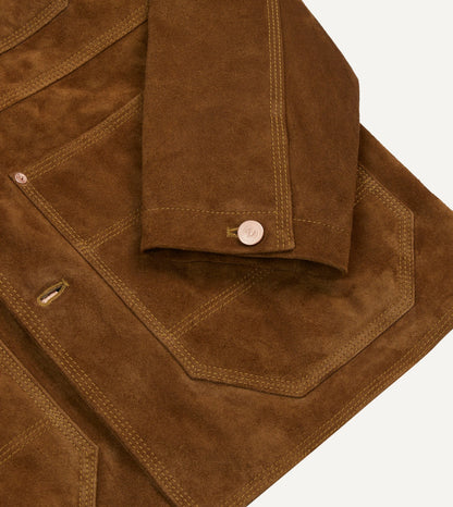 Drake's Tobacco Suede Blanket Lined Welder Jacket