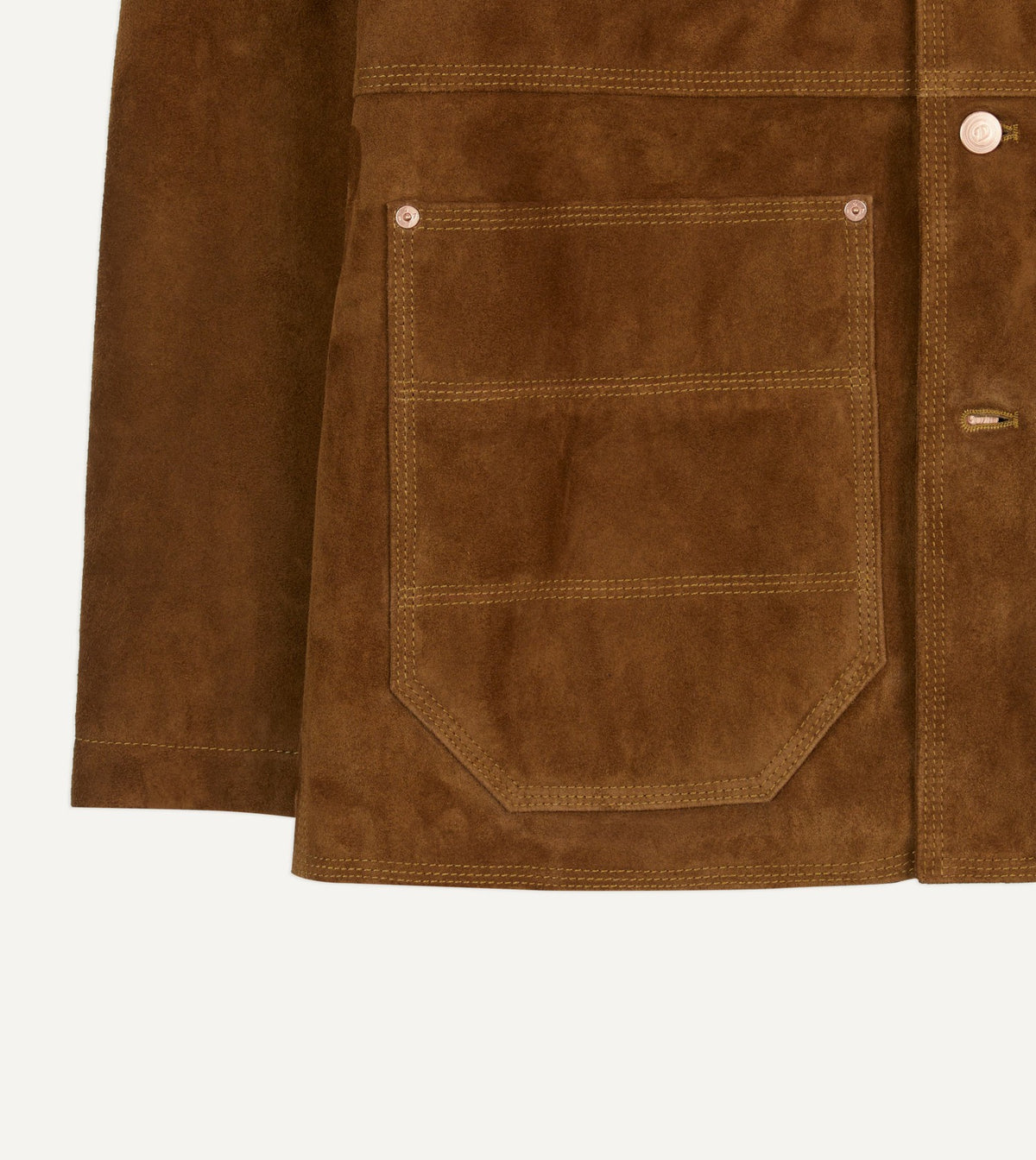 Drake's Tobacco Suede Blanket Lined Welder Jacket
